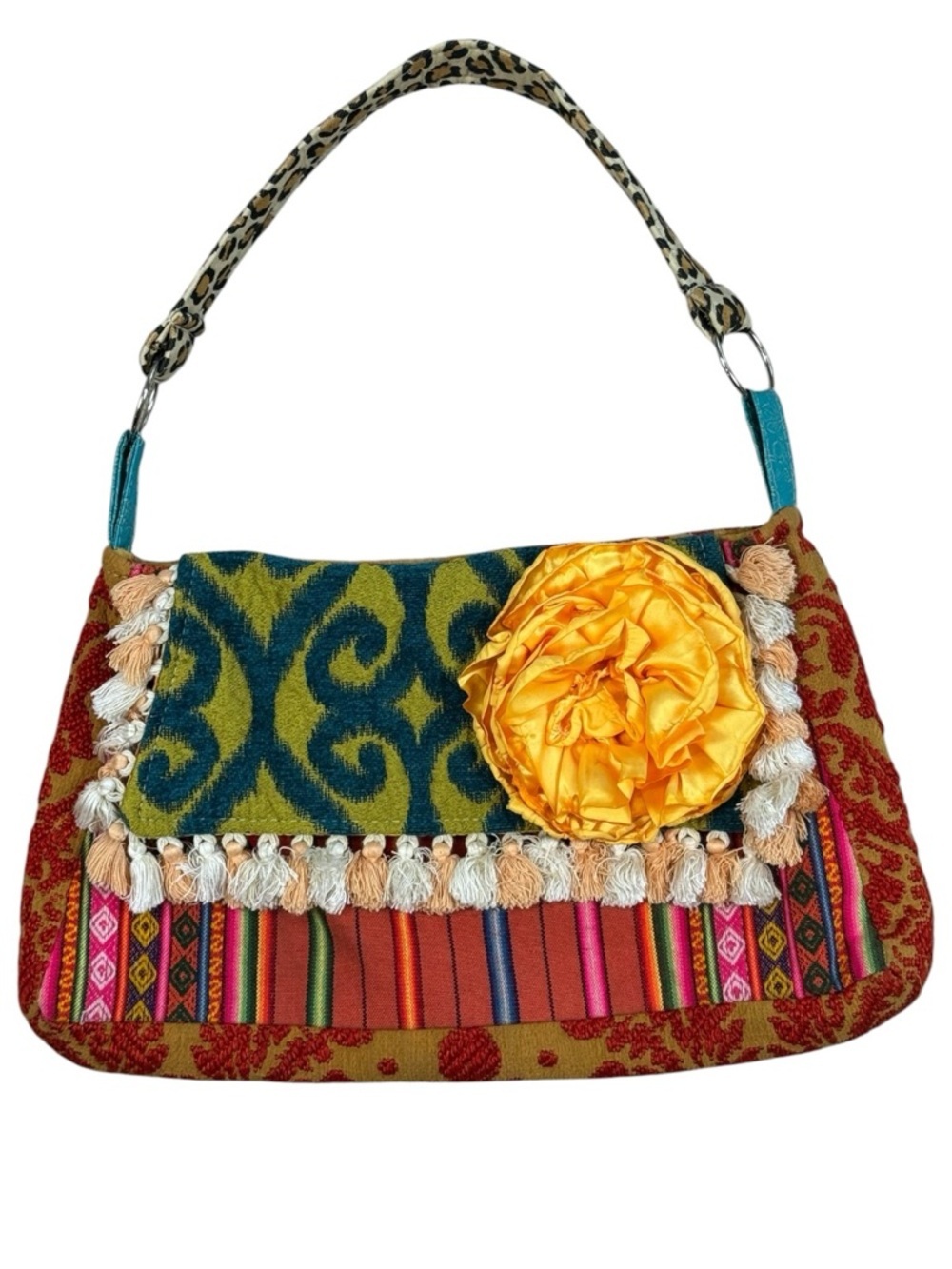 Keep It Gypsy Boho Embroidered Multicolor Aztec Southwestern Shoulder Bag